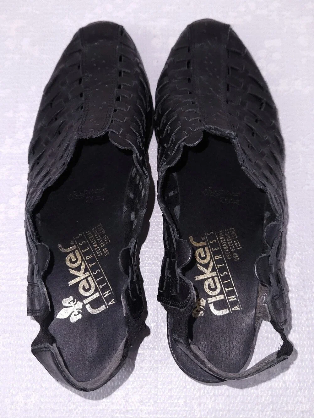 RIEKER Sina Woven Leather Slingback Sandals